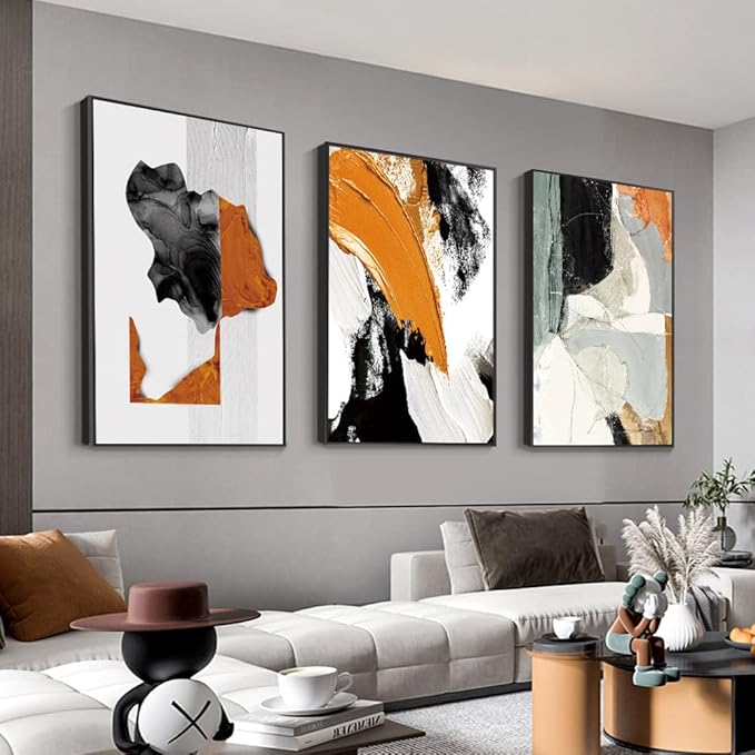 Canvas Wall Art Aesthetic Abstract Graffiti Large 32" X 24" Set of 3 Minimalist Wall Decor Modern Nature Art Posters Prints Frame Wall Art For Living Room Bedroom Bathroom Kitchen Office